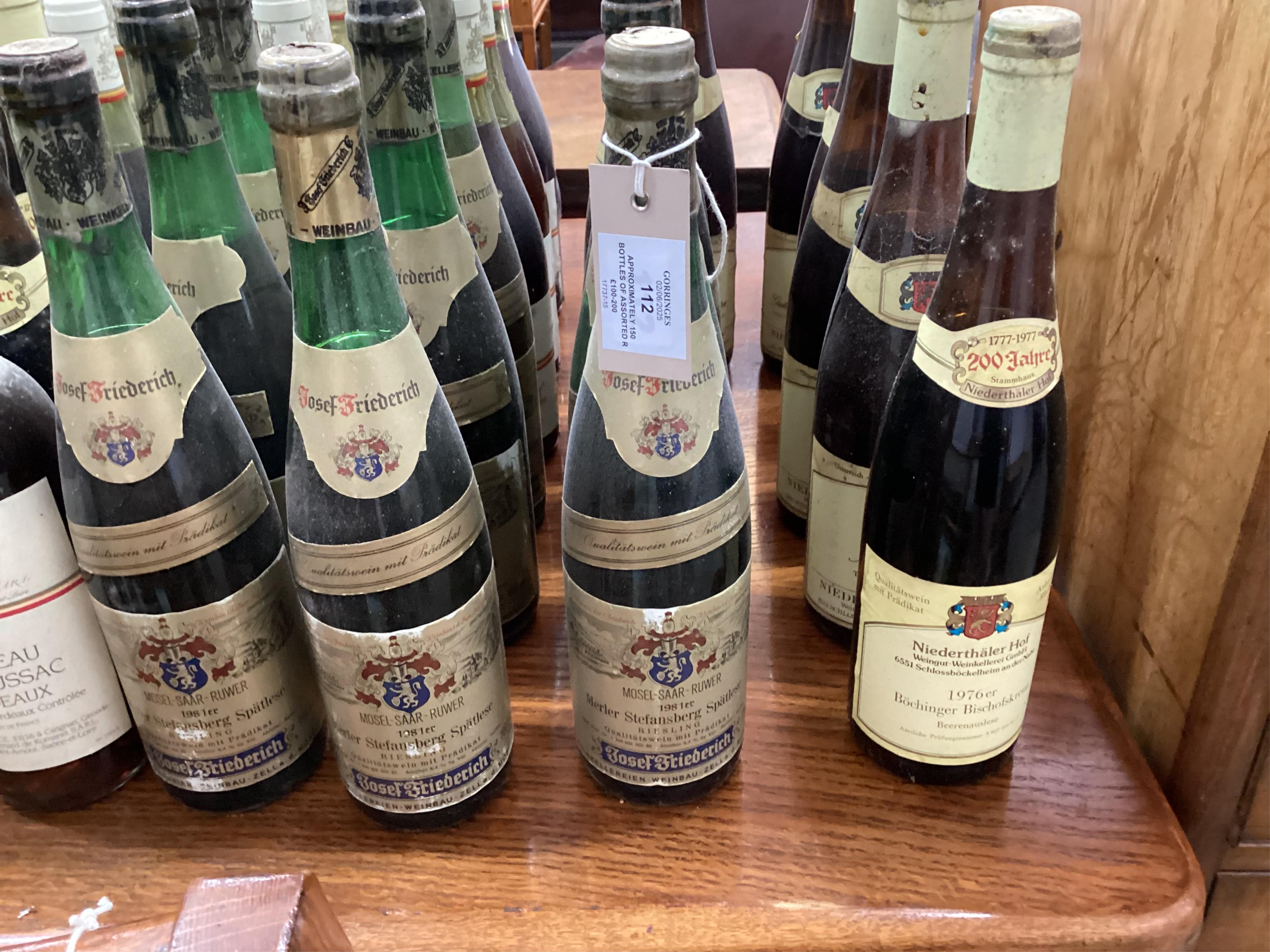 Approximately 150 bottles of assorted red, white and rosé wine together with two bottles of port